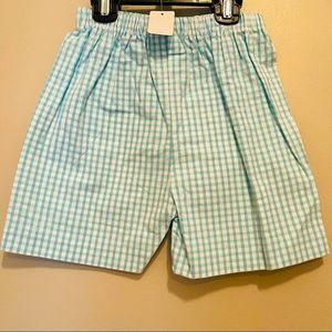 Lilly Pads Light Turquoise Blue and White Check Shorts